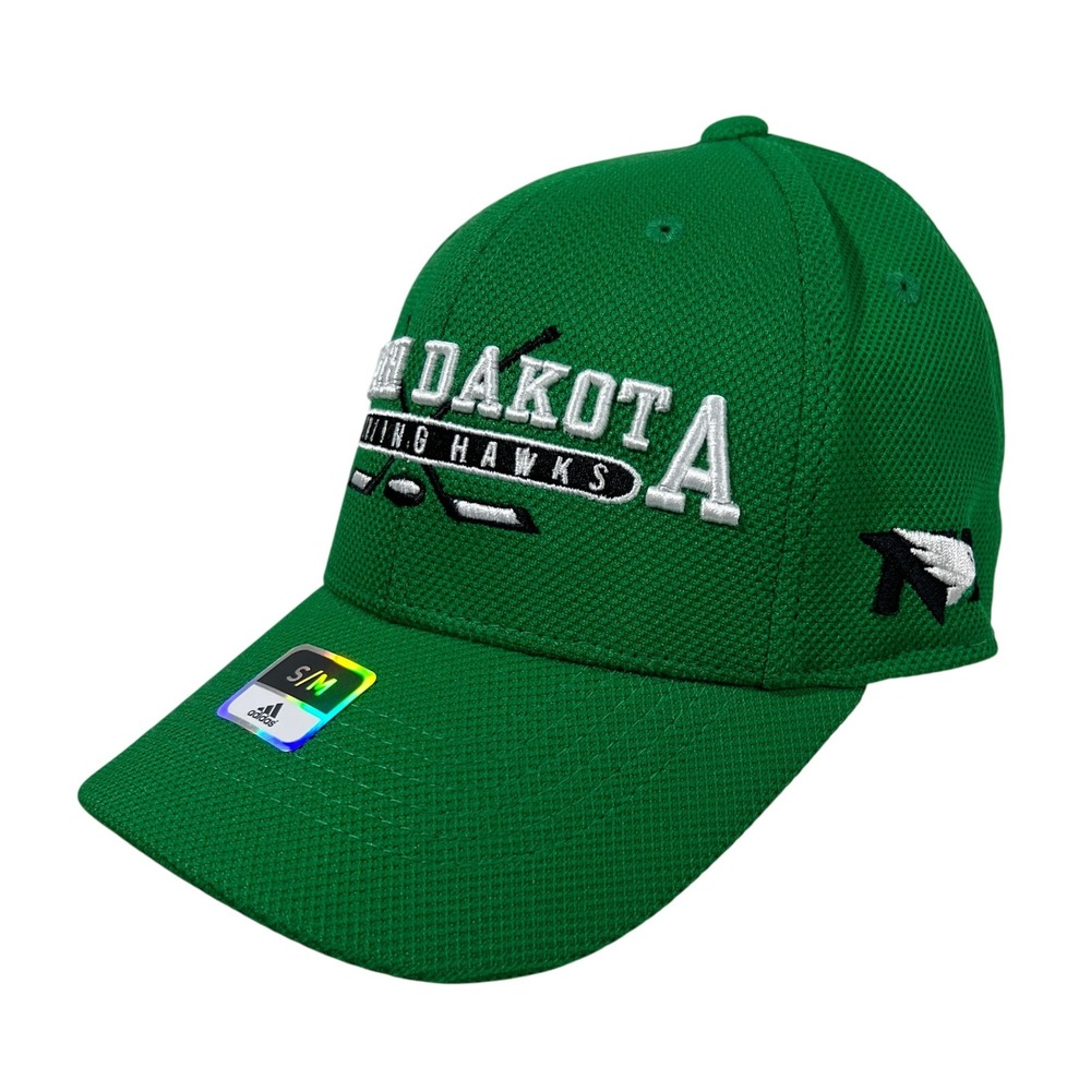 Adidas North Dakota Fighting Hawks Hat Cap Fitted S/M Green Baseball